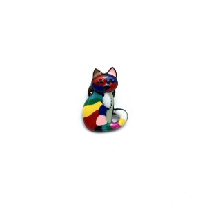 Broşă pin pisică colorată-0